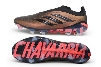 Unisex Adidas Predator 26 Elite Laceless FG Firm Ground Low-Tops Football Boots - Bronze/Metallic Bronze/Core Black