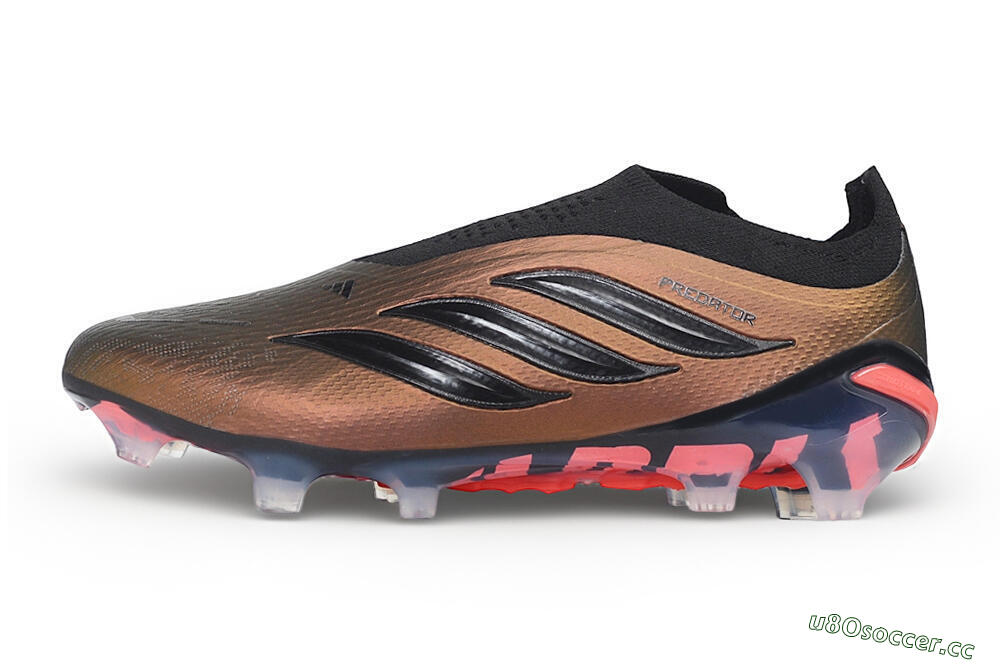 Unisex Adidas Predator 26 Elite Laceless FG Firm Ground Low-Tops Football Boots - Bronze/Metallic Bronze/Core Black 0