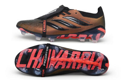 Unisex Adidas Predator 26 Elite Fold-Over Tongue FG Firm Ground Low-Tops Football Boots - Bronze/Metallic Bronze/Core Black
