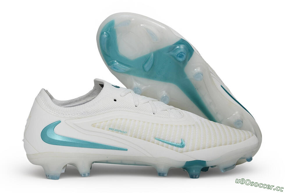 Men's Nike Phantom 6 Elite Low FG Firm Ground Low-Tops Football Boots - White/Summit White/Baltic Blue 2