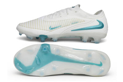 Men's Nike Phantom 6 Elite Low FG Firm Ground Low-Tops Football Boots - White/Summit White/Baltic Blue