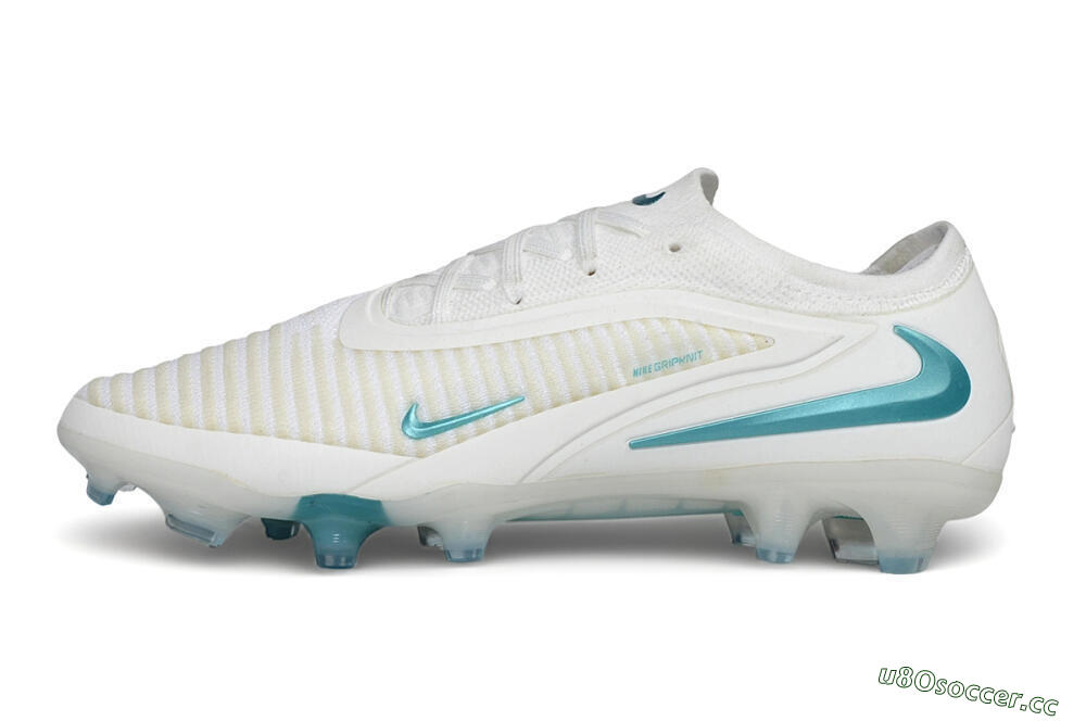 Men's Nike Phantom 6 Elite Low FG Firm Ground Low-Tops Football Boots - White/Summit White/Baltic Blue 0