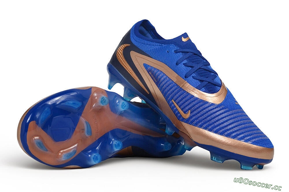 Unisex Nike Phantom 6 Elite Low FG Firm Ground Low-Tops Football Boots - Blue/Royal Blue/Metallic Copper 1