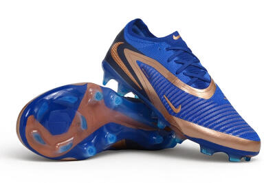 Unisex Nike Phantom 6 Elite Low FG Firm Ground Low-Tops Football Boots - Blue/Royal Blue/Metallic Copper