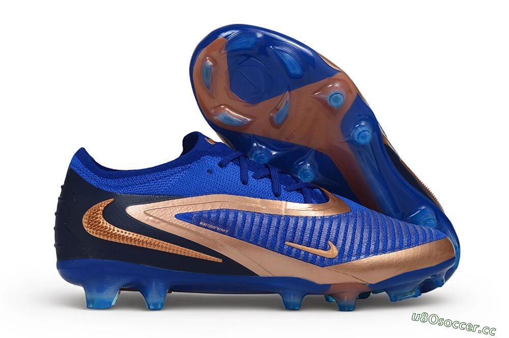 Unisex Nike Phantom 6 Elite Low FG Firm Ground Low-Tops Football Boots - Blue/Royal Blue/Metallic Copper 2