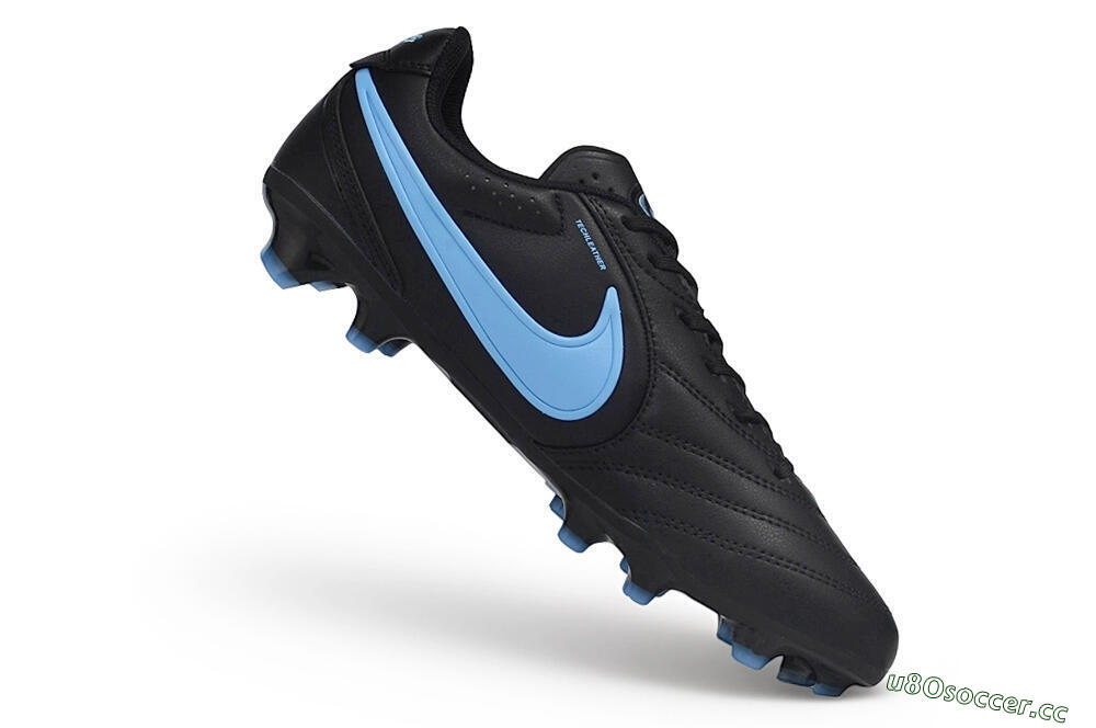 Men's Nike Tiempo Ligera Pro FG Firm Ground Low-Tops Football Boots - Black/Black/University Blue 3