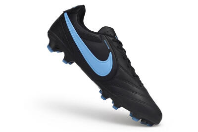 Men's Nike Tiempo Ligera Pro FG Firm Ground Low-Tops Football Boots - Black/Black/University Blue
