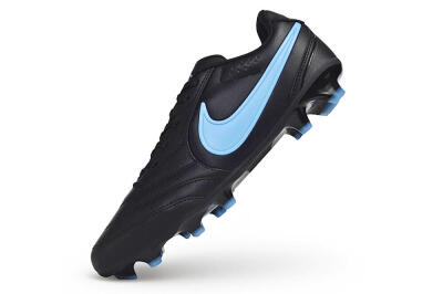 Men's Nike Tiempo Ligera Pro FG Firm Ground Low-Tops Football Boots - Black/Black/University Blue