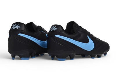 Men's Nike Tiempo Ligera Pro FG Firm Ground Low-Tops Football Boots - Black/Black/University Blue
