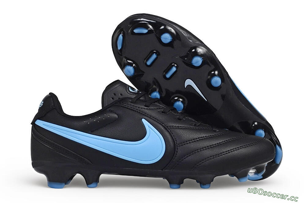 Men's Nike Tiempo Ligera Pro FG Firm Ground Low-Tops Football Boots - Black/Black/University Blue 2