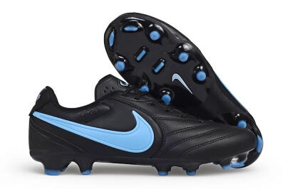 Men's Nike Tiempo Ligera Pro FG Firm Ground Low-Tops Football Boots - Black/Black/University Blue