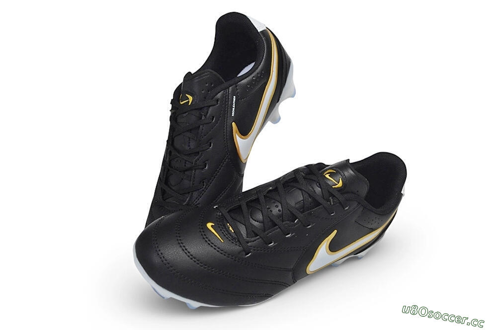 Men's Nike Tiempo Ligera Pro FG Firm Ground Low-Tops Football Boots - Black/Black/Metallic Gold 3