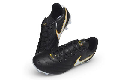 Men's Nike Tiempo Ligera Pro FG Firm Ground Low-Tops Football Boots - Black/Black/Metallic Gold