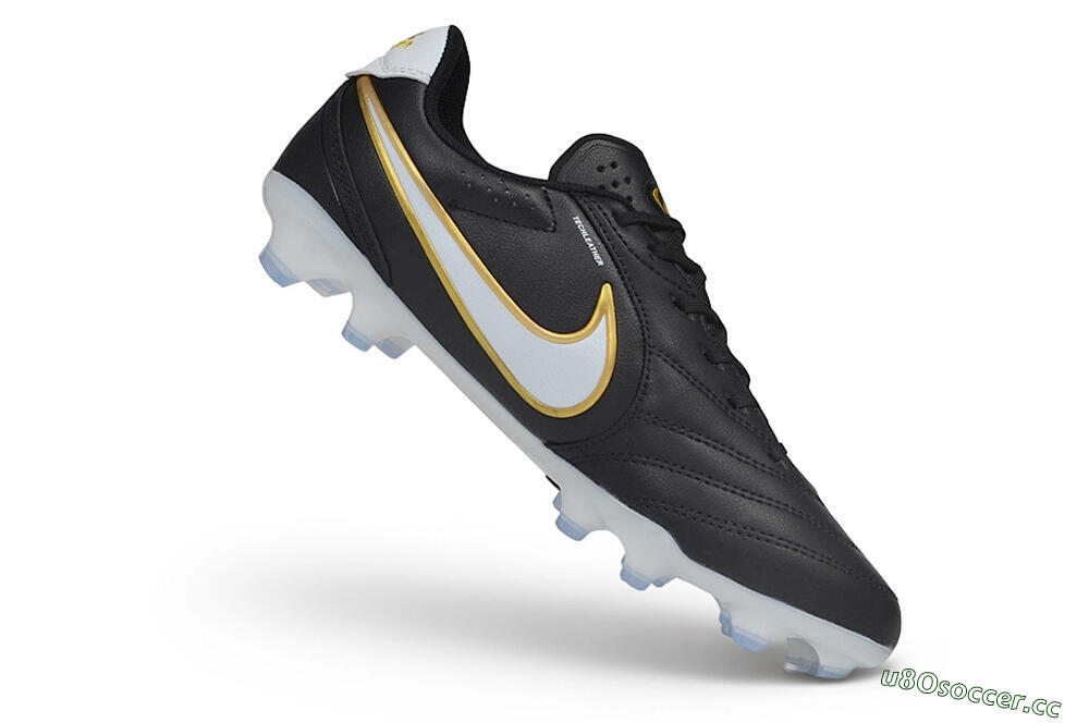 Men's Nike Tiempo Ligera Pro FG Firm Ground Low-Tops Football Boots - Black/Black/Metallic Gold 4