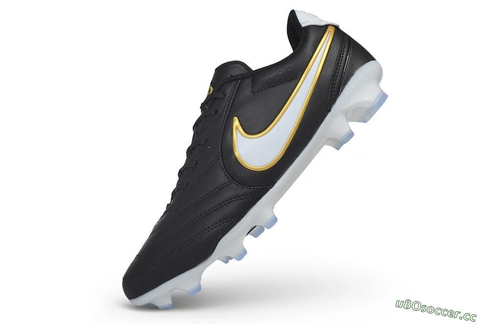 Men's Nike Tiempo Ligera Pro FG Firm Ground Low-Tops Football Boots - Black/Black/Metallic Gold 5