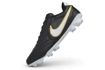 Men's Nike Tiempo Ligera Pro FG Firm Ground Low-Tops Football Boots - Black/Black/Metallic Gold