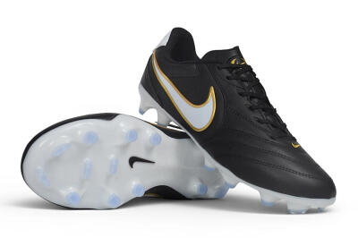 Men's Nike Tiempo Ligera Pro FG Firm Ground Low-Tops Football Boots - Black/Black/Metallic Gold