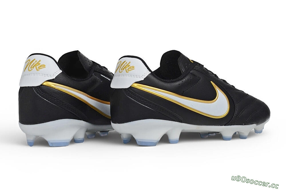 Men's Nike Tiempo Ligera Pro FG Firm Ground Low-Tops Football Boots - Black/Black/Metallic Gold 6