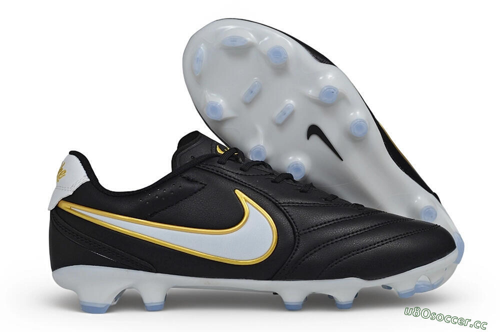 Men's Nike Tiempo Ligera Pro FG Firm Ground Low-Tops Football Boots - Black/Black/Metallic Gold 2