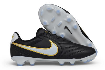 Men's Nike Tiempo Ligera Pro FG Firm Ground Low-Tops Football Boots - Black/Black/Metallic Gold
