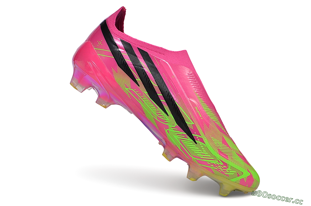 Adidas F50 Hyperfast Elite Laceless FG Firm Ground Low-Tops Football Boots - Pink/Lucid Pink/Solar Green 5