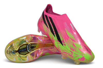 Adidas F50 Hyperfast Elite Laceless FG Firm Ground Low-Tops Football Boots - Pink/Lucid Pink/Solar Green