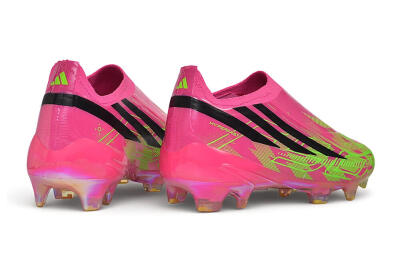 Adidas F50 Hyperfast Elite Laceless FG Firm Ground Low-Tops Football Boots - Pink/Lucid Pink/Solar Green