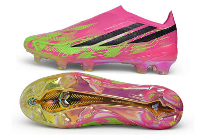 Adidas F50 Hyperfast Elite Laceless FG Firm Ground Low-Tops Football Boots - Pink/Lucid Pink/Solar Green