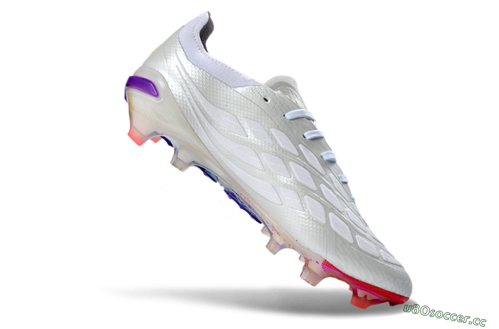 Unisex Adidas Predator 26 Elite FG Firm Ground Low-Tops Football Boots - White/Iridescent/Multicolor 4