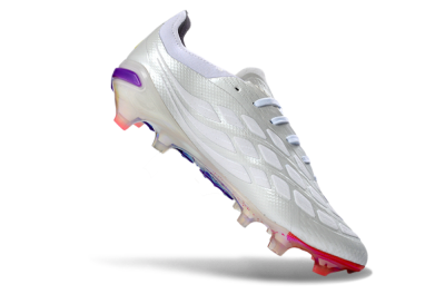 Unisex Adidas Predator 26 Elite FG Firm Ground Low-Tops Football Boots - White/Iridescent/Multicolor