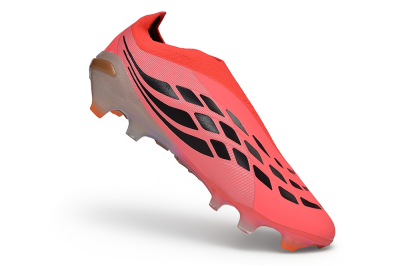 Unisex Adidas Predator 26 Elite Laceless FG Firm Ground Low-Tops Football Boots - Pink/Solar Pink/Metallic Silver