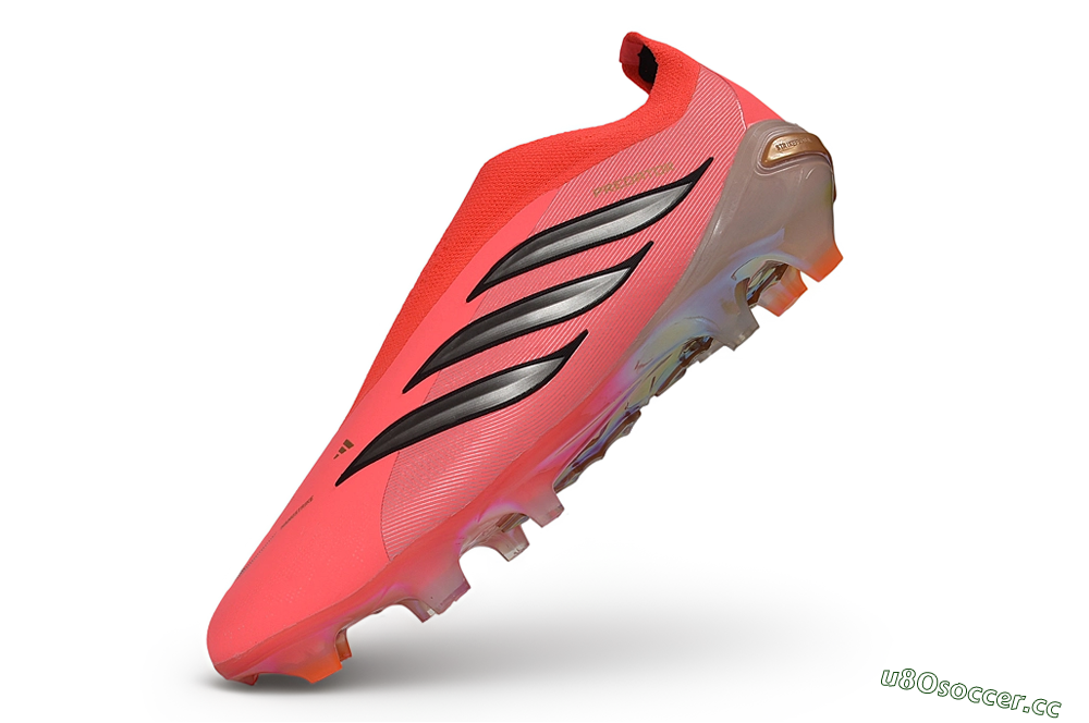 Unisex Adidas Predator 26 Elite Laceless FG Firm Ground Low-Tops Football Boots - Pink/Solar Pink/Metallic Silver 6