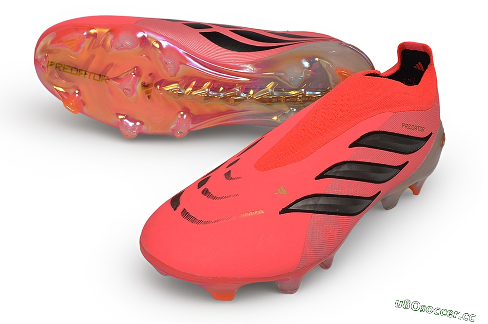 Unisex Adidas Predator 26 Elite Laceless FG Firm Ground Low-Tops Football Boots - Pink/Solar Pink/Metallic Silver 3