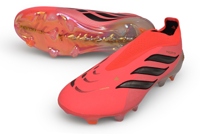 Unisex Adidas Predator 26 Elite Laceless FG Firm Ground Low-Tops Football Boots - Pink/Solar Pink/Metallic Silver