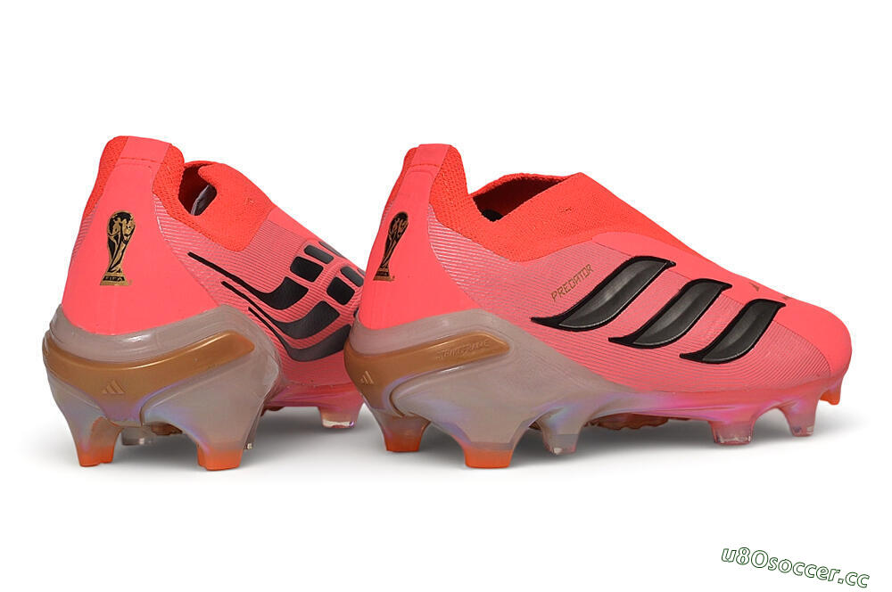 Unisex Adidas Predator 26 Elite Laceless FG Firm Ground Low-Tops Football Boots - Pink/Solar Pink/Metallic Silver 7
