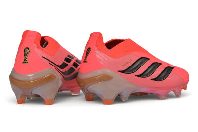 Unisex Adidas Predator 26 Elite Laceless FG Firm Ground Low-Tops Football Boots - Pink/Solar Pink/Metallic Silver