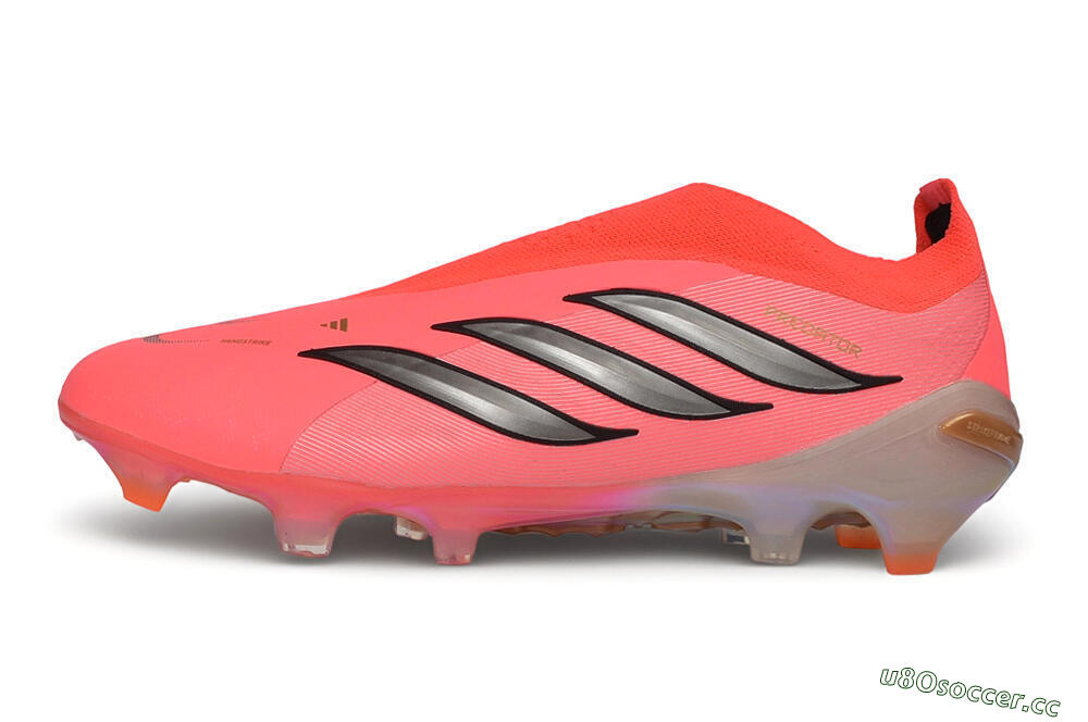 Unisex Adidas Predator 26 Elite Laceless FG Firm Ground Low-Tops Football Boots - Pink/Solar Pink/Metallic Silver 0