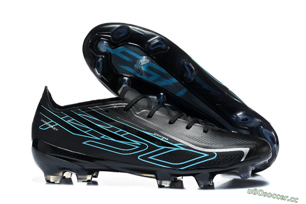 Unisex Adidas F50 Hyperfast Elite FG Firm Ground Low-Tops Football Boots - Black/Core Black/Electric Blue 2