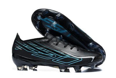 Unisex Adidas F50 Hyperfast Elite FG Firm Ground Low-Tops Football Boots - Black/Core Black/Electric Blue