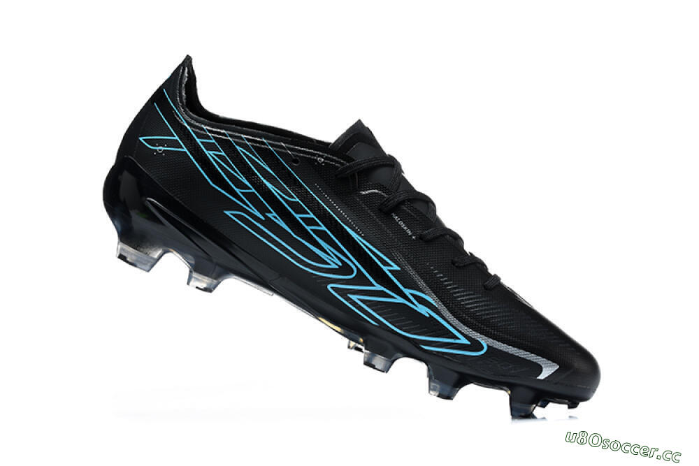 Unisex Adidas F50 Hyperfast Elite FG Firm Ground Low-Tops Football Boots - Black/Core Black/Electric Blue 7