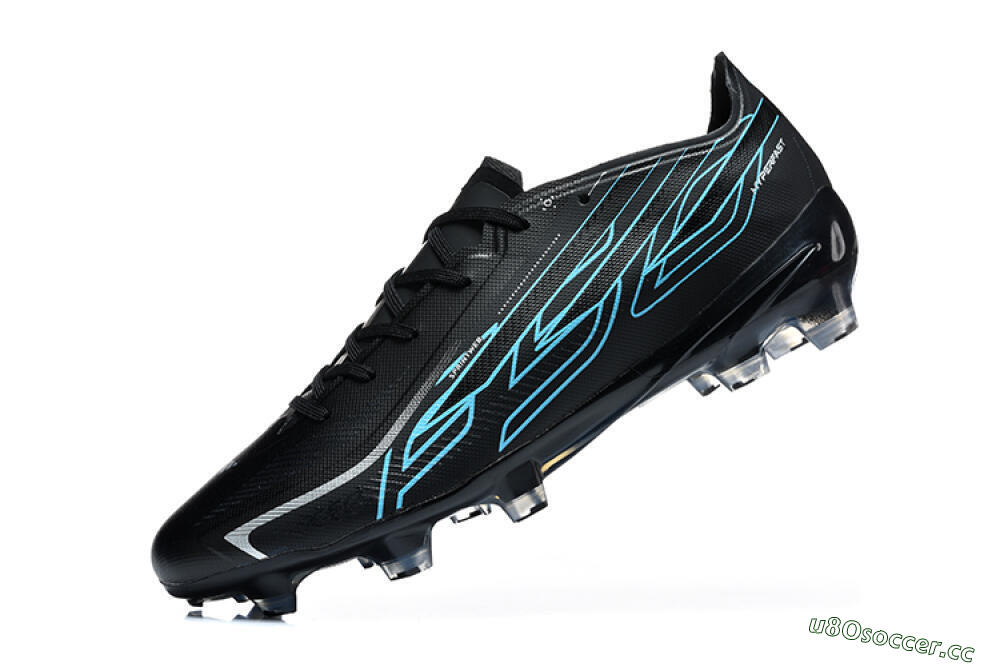 Unisex Adidas F50 Hyperfast Elite FG Firm Ground Low-Tops Football Boots - Black/Core Black/Electric Blue 8