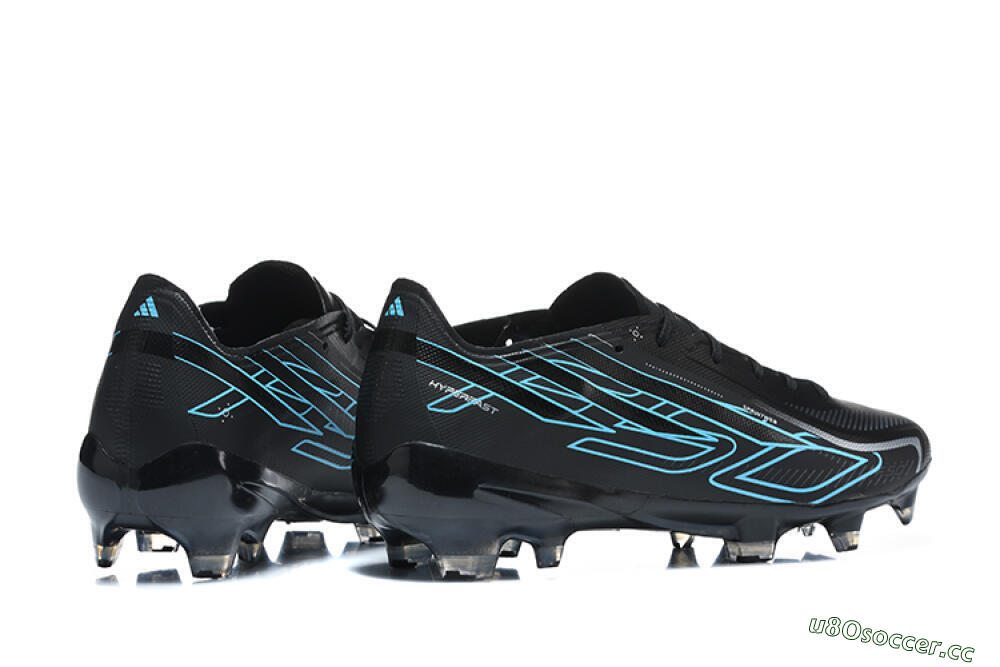 Unisex Adidas F50 Hyperfast Elite FG Firm Ground Low-Tops Football Boots - Black/Core Black/Electric Blue 9