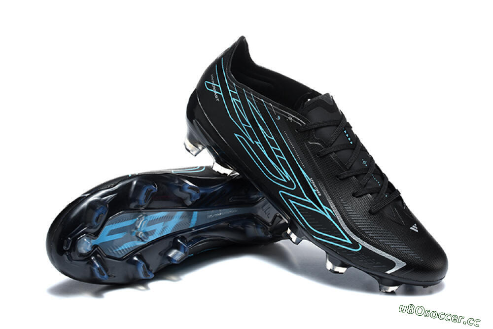 Unisex Adidas F50 Hyperfast Elite FG Firm Ground Low-Tops Football Boots - Black/Core Black/Electric Blue 4