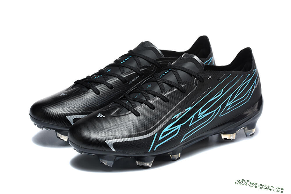 Unisex Adidas F50 Hyperfast Elite FG Firm Ground Low-Tops Football Boots - Black/Core Black/Electric Blue 5