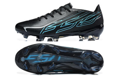 Unisex Adidas F50 Hyperfast Elite FG Firm Ground Low-Tops Football Boots - Black/Core Black/Electric Blue