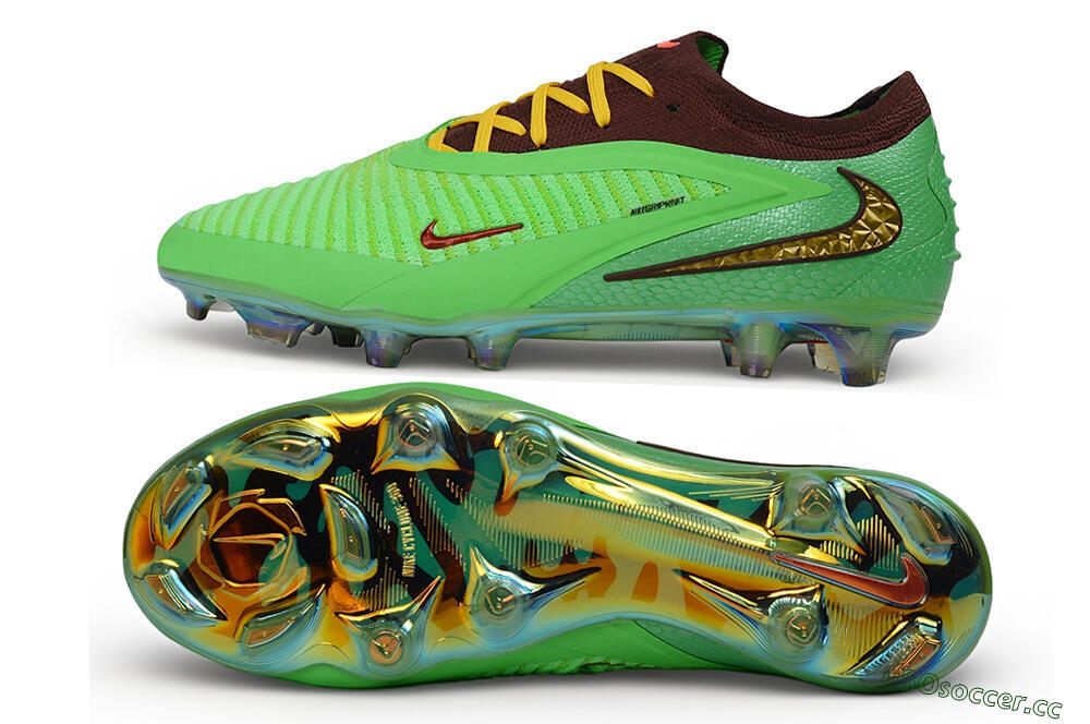 Unisex Travis Scott x Cactus Jack x Nike phantom 6 Elite SE FG Firm Ground Low-Tops Football Boots - Green/Electric Green/Bronze Metallic 1
