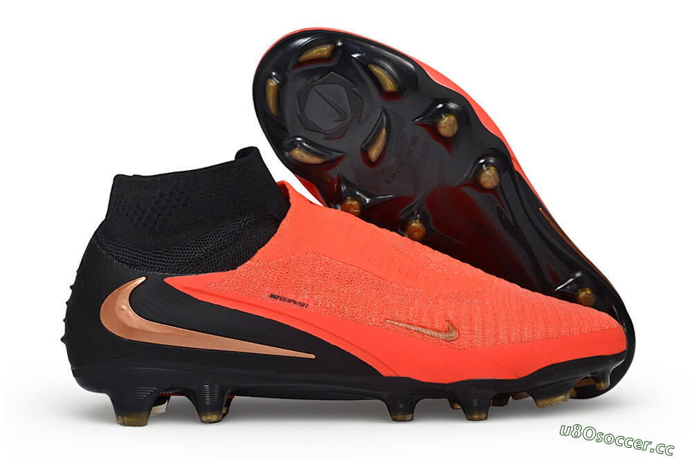 Unisex Nike Phantom 6 Elite High FG Firm Ground High-Tops Football Boots - Orange/Bright Crimson/Metallic Bronze 2