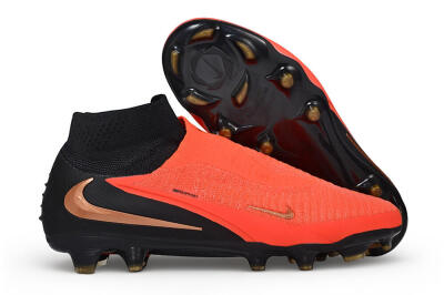 Unisex Nike Phantom 6 Elite High FG Firm Ground High-Tops Football Boots - Orange/Bright Crimson/Metallic Bronze