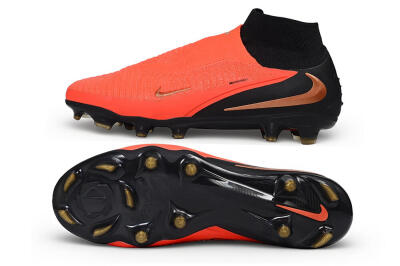 Unisex Nike Phantom 6 Elite High FG Firm Ground High-Tops Football Boots - Orange/Bright Crimson/Metallic Bronze