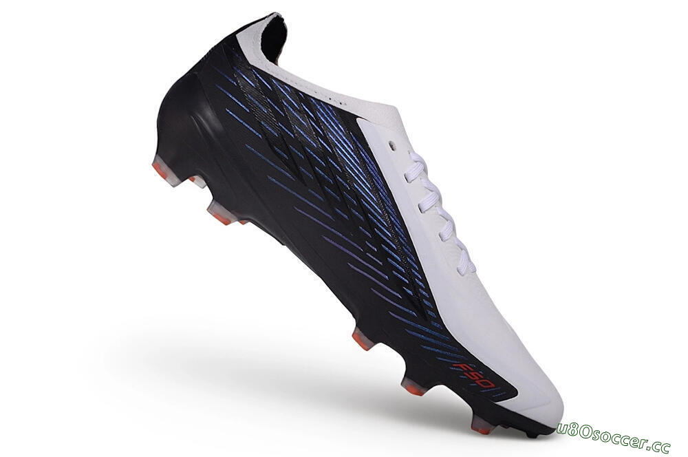 Unisex Adidas F50 Hyperfast Elite Laceless FG Firm Ground Low-Tops Football Boots - White/Core Black/Solar Blue 4